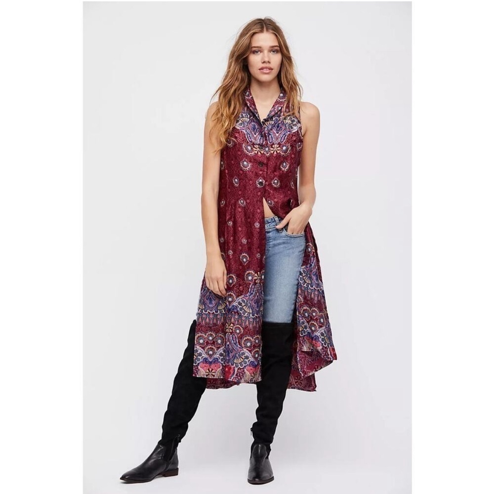 Free People Come See About Me duster Maxi fairy Vest Boho Festival hippie soft S